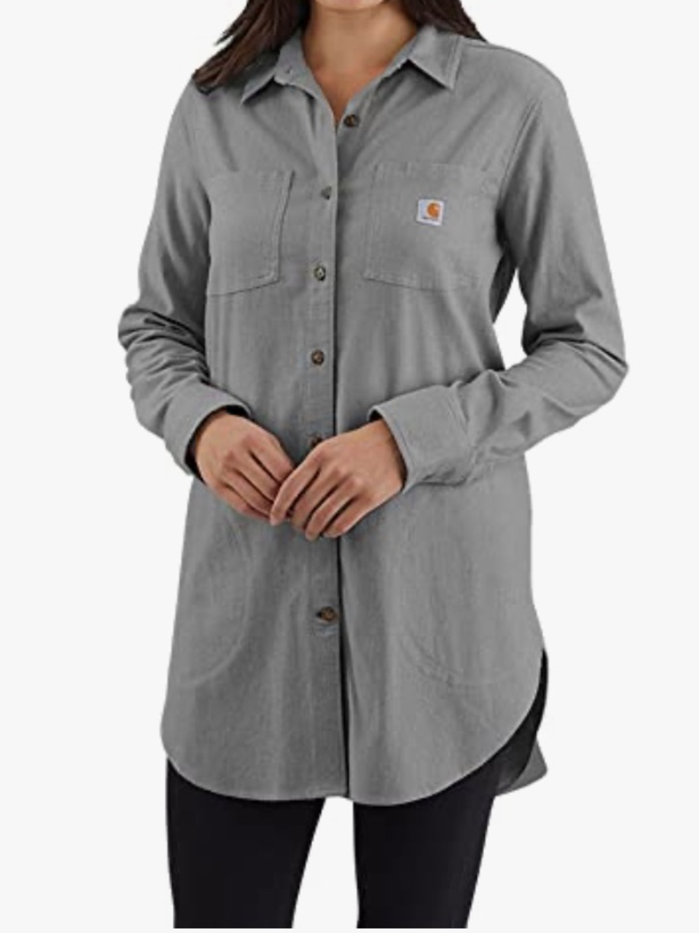NWT. Carhartt Long Button-Up Flannel Shirt. Gray. Medium.